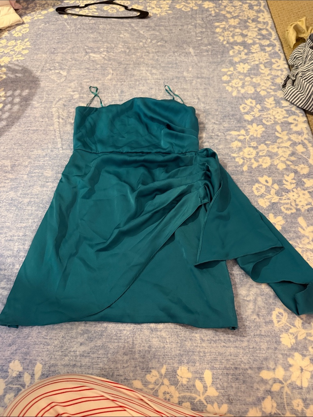 DO+BE Teal Spaghetti-Strap Mini Dress with Side Draped Detail